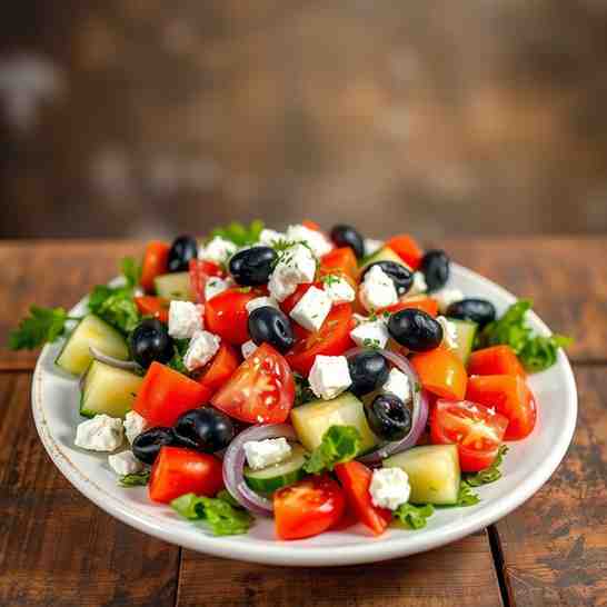 Classic Greek Salad - Mediterranean Diet Recipe